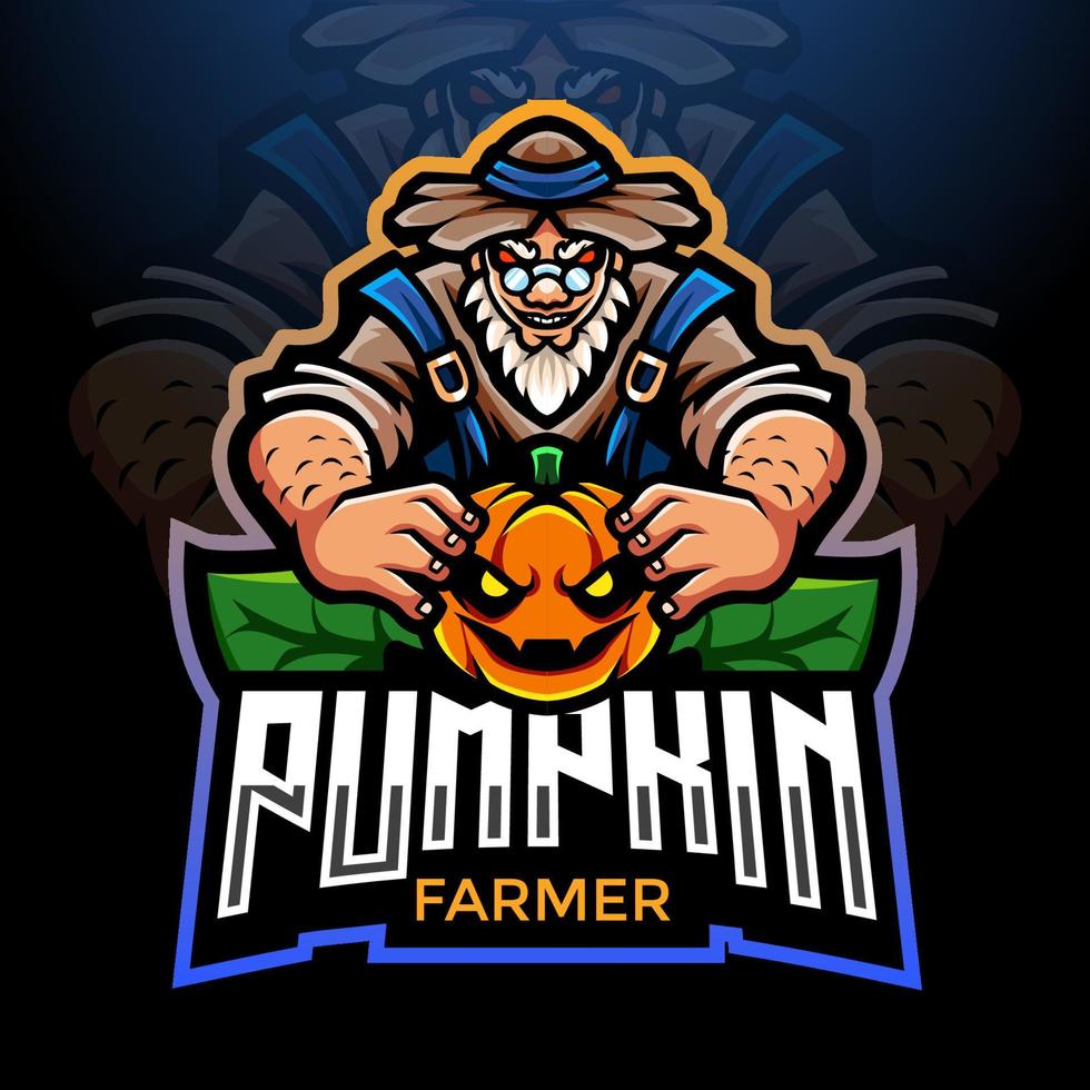 Farmer of pumpkin esport logo mascot designPrint vector