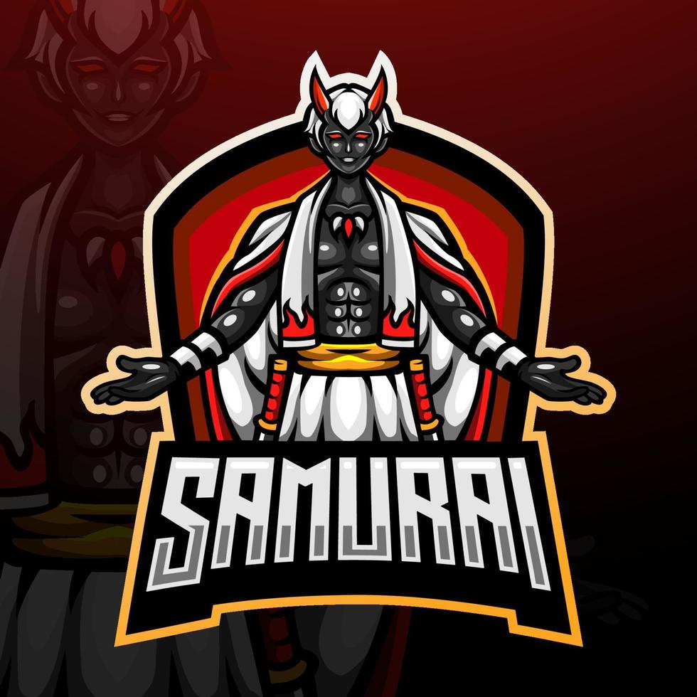 Samurai devil mascot esport logo design vector