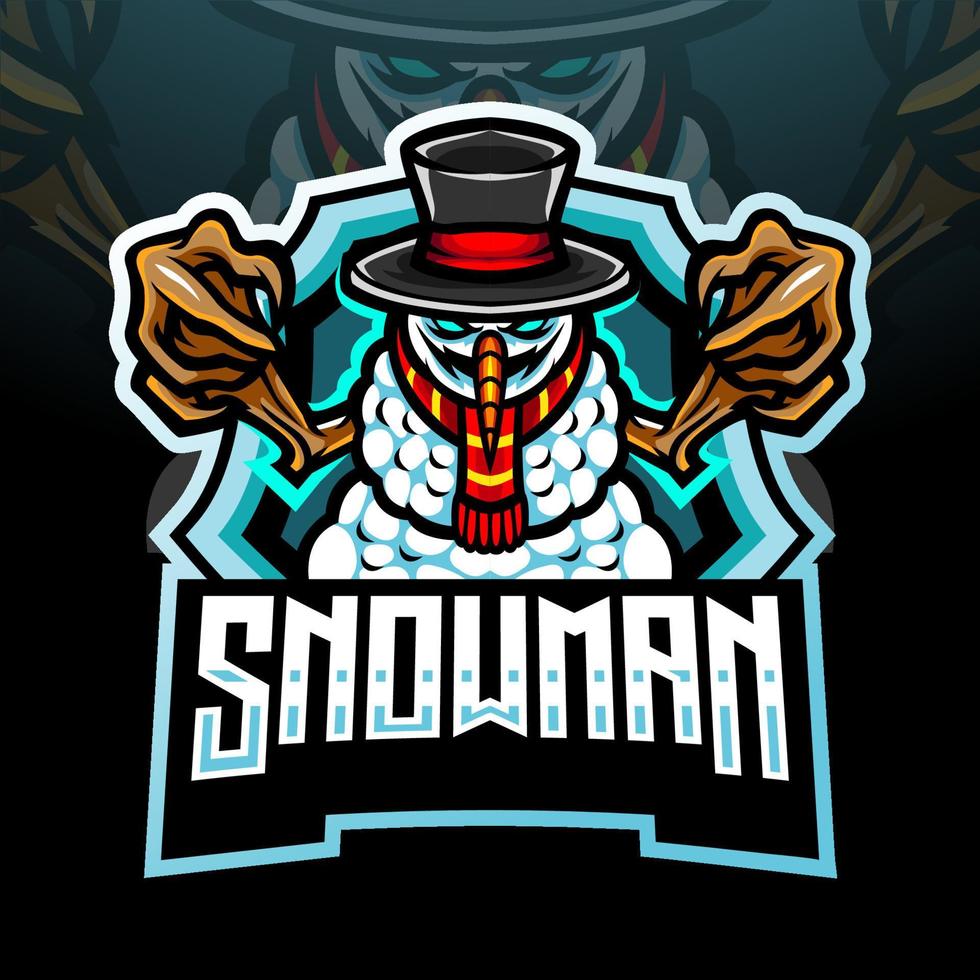 Snowman esport logo mascot design vector