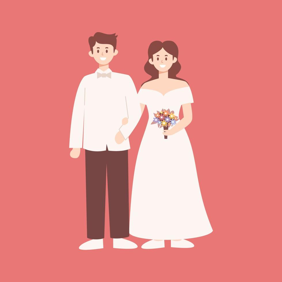 linda pareja de novios vector