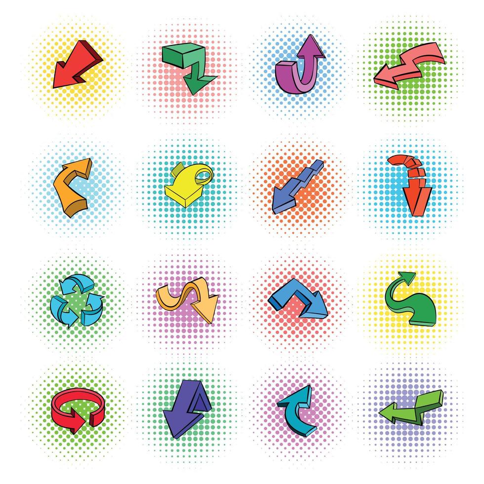 Arrows icons, comics style vector