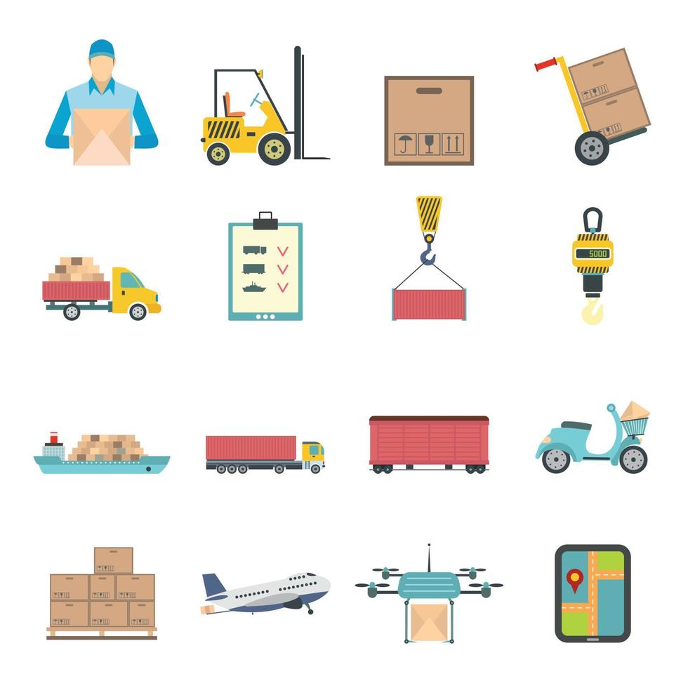 Logistics flat icons vector