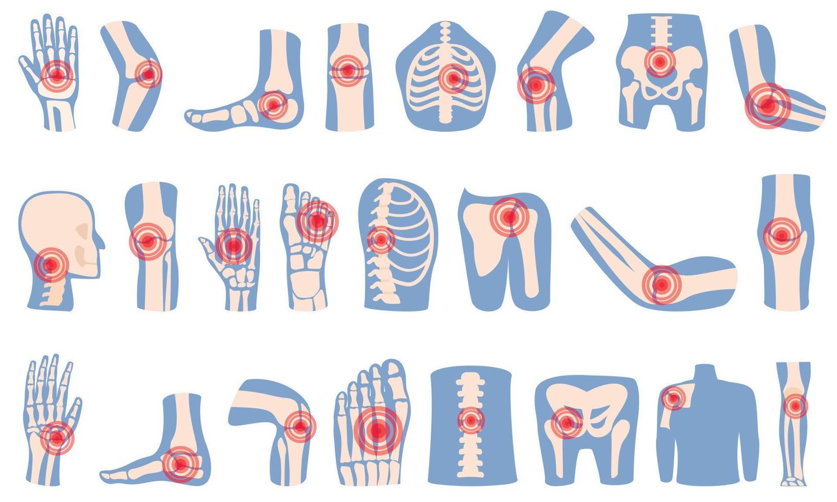 Arthritis icons set cartoon vector. Joint injury vector