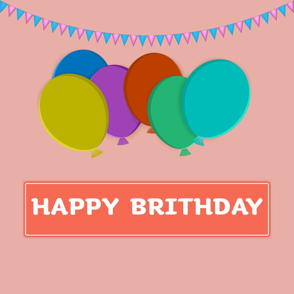 balloons Colorful birthday or party with text Happy Birthday orange background vector illustration