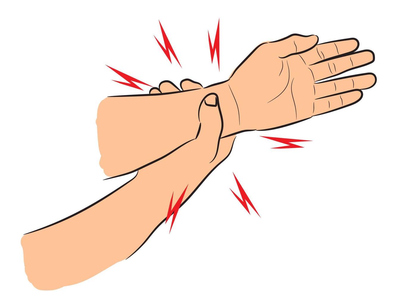 Broken or Sprained Wrist Diagram vector illustration isolated white background