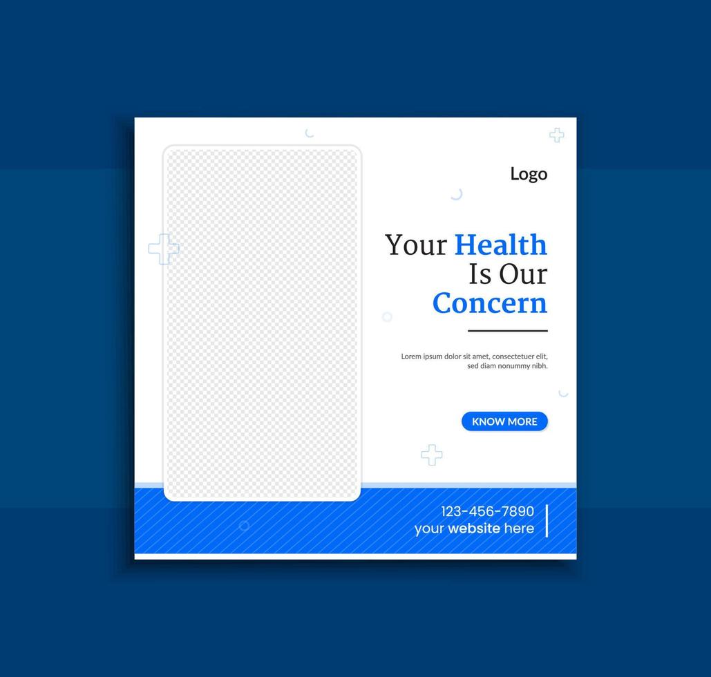 Simple and clean medical healthcare social media post template layout vector