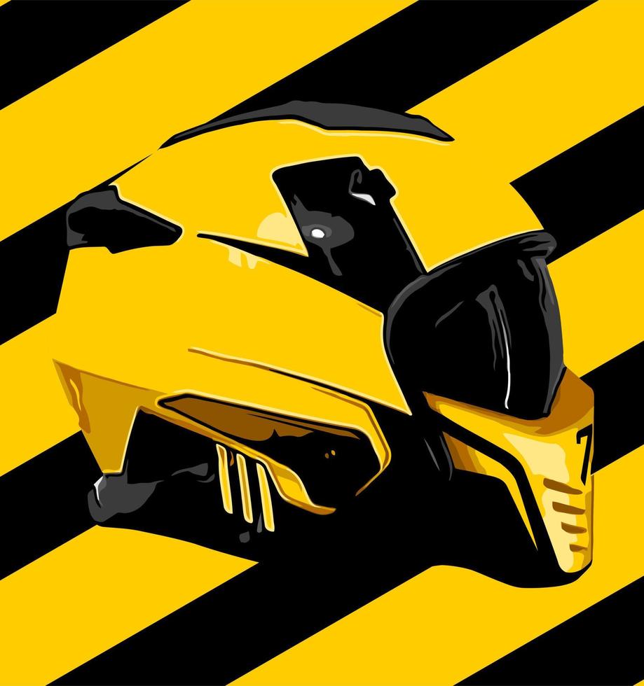 cool helmet yellow side view vector