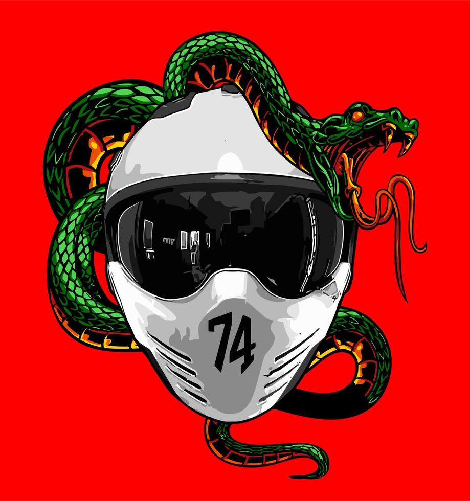 casco y serpiente vector