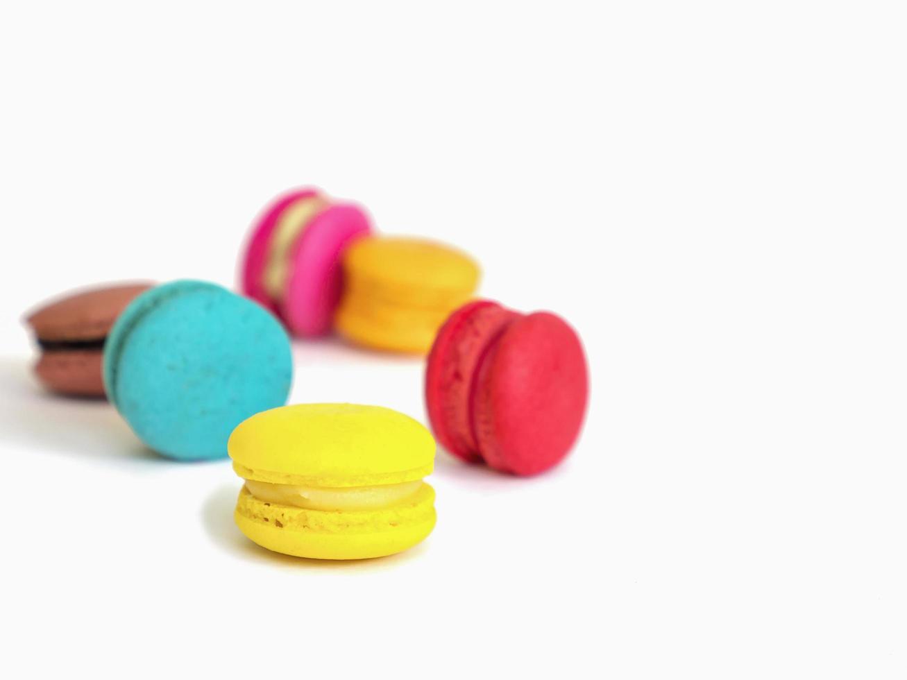 Colorful macaroon  on a white background photo