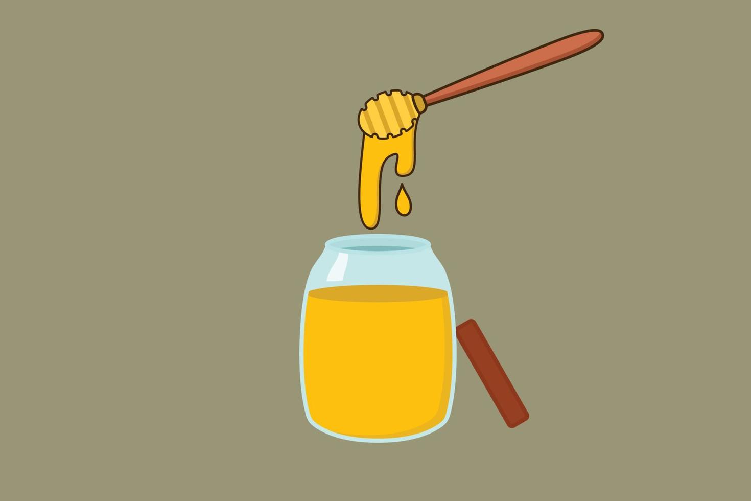 Vector cartoon style glass honey bottle. Isolated on a dark background.