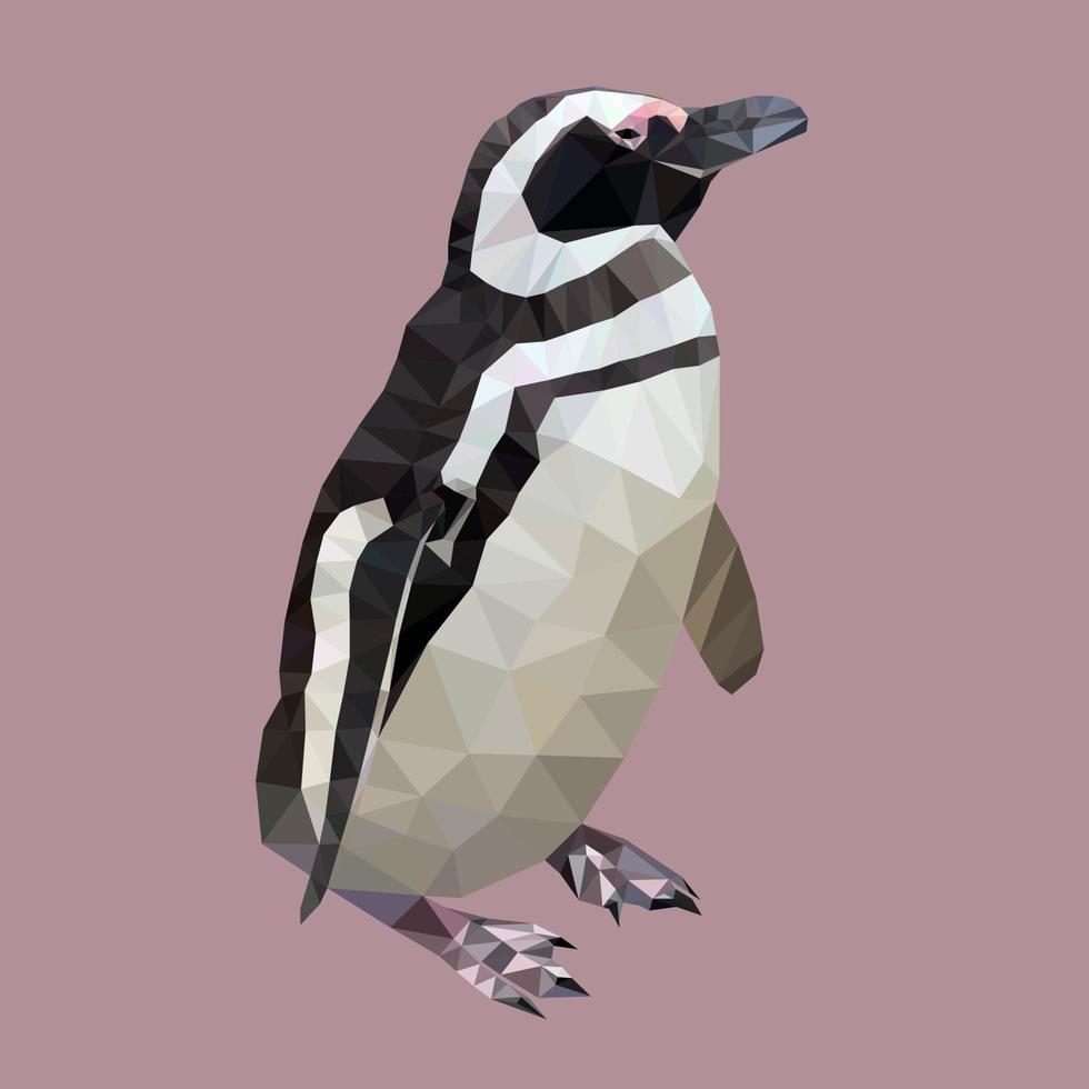 magellanic penguin in low poly technique vector illustration