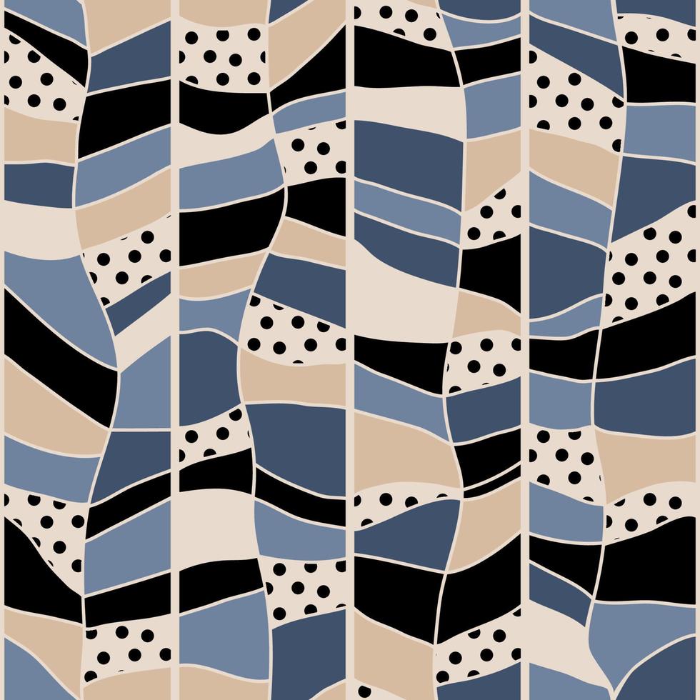 patrón geométrico abstracto sin costuras de formas geométricas irregulares colores tierra, lunares y hojas de imitación de textura, estampado en zigzag de chevron para textiles, telas, papel de envolver ilustración vectorial vector