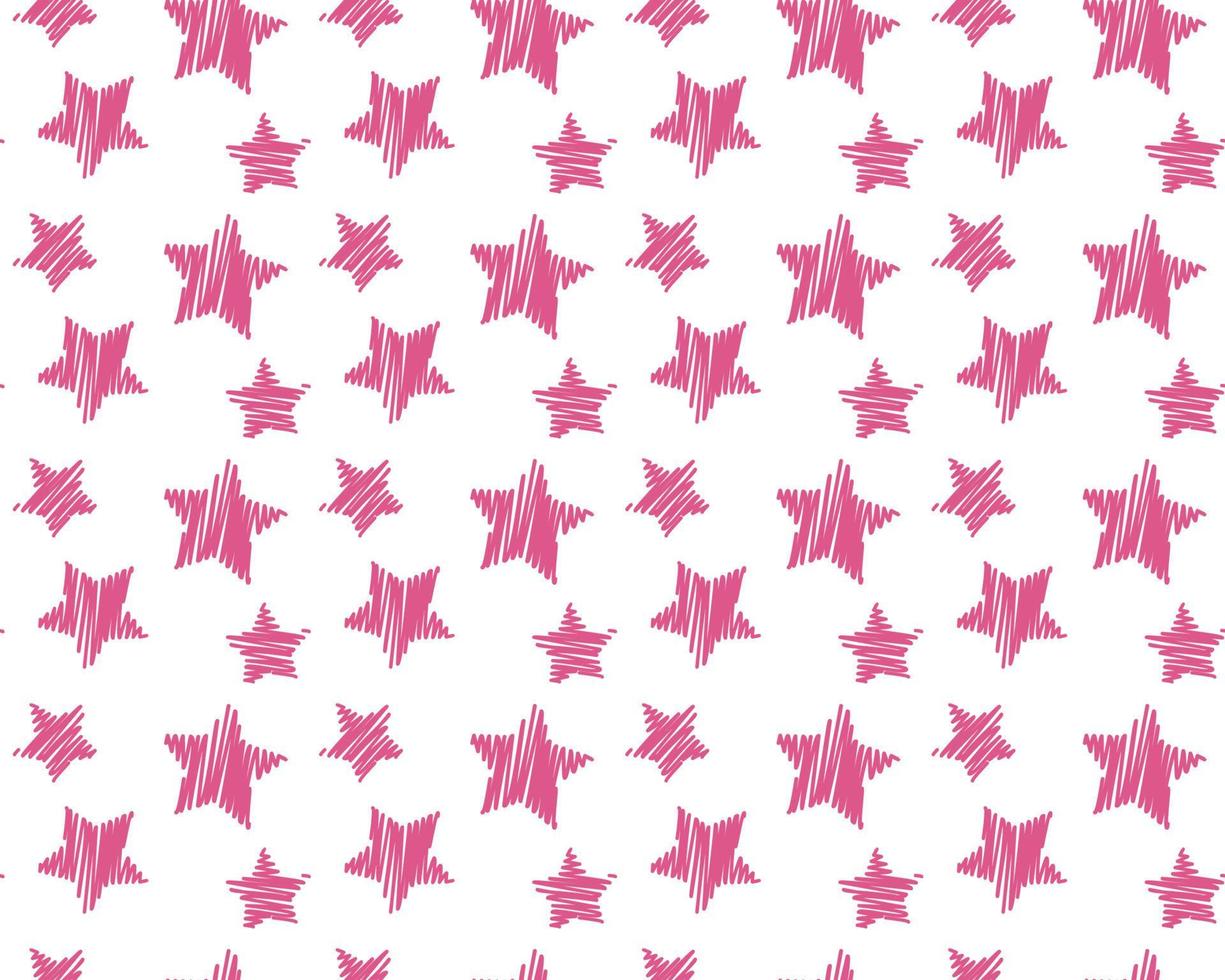 patrón sin costuras con marcador dibujado a mano estrellas rosas, textil para niños, cubierta, fondo, ilustración vectorial de tela infantil vector