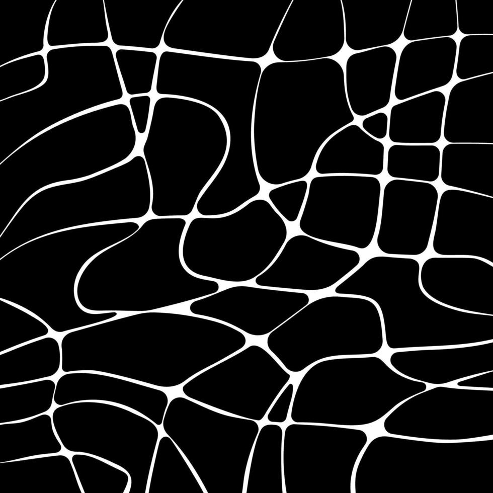 patrón de siluetas negras, esquinas redondeadas abstractas formas fondo de mosaico con rayas onduladas, patrón neuroart, ilustración de vector psicodélico neurográfico