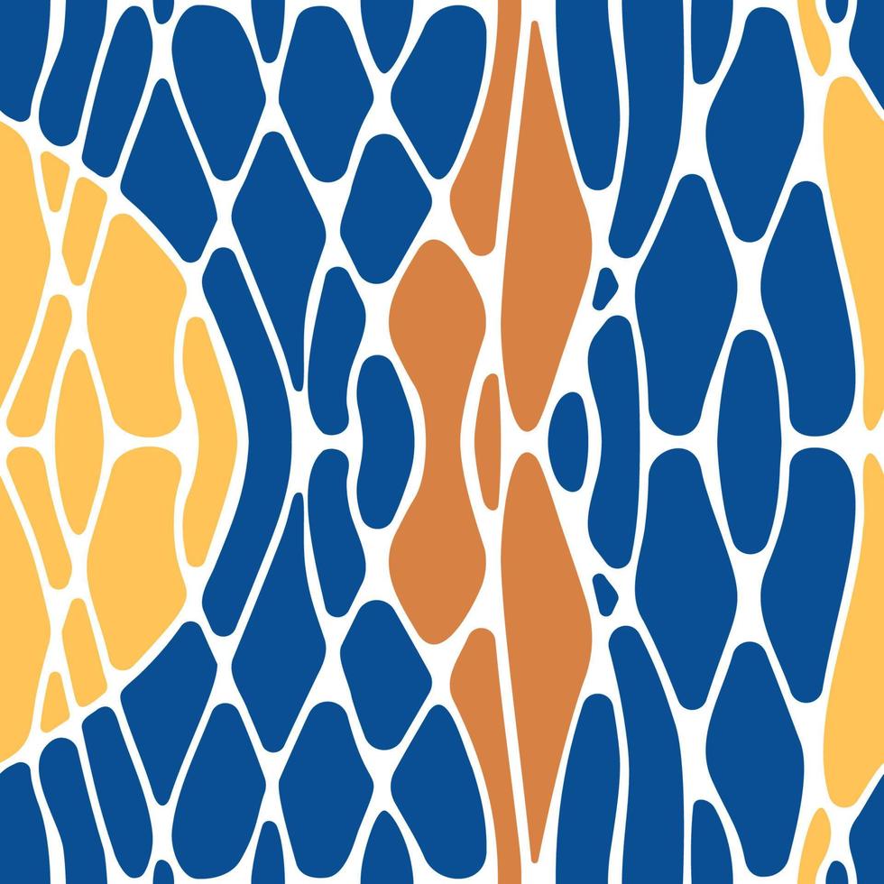 Seamless pattern with twisted lines and colored shapes. Neuro art mosaic background with wavy stripes. Abstract psychedelic design. Neurographic lines vector illustration.