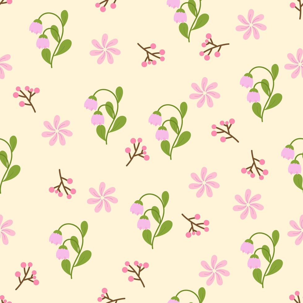 Hand drawn pastel flower seamless pattern flat vector design for wallpaper or background