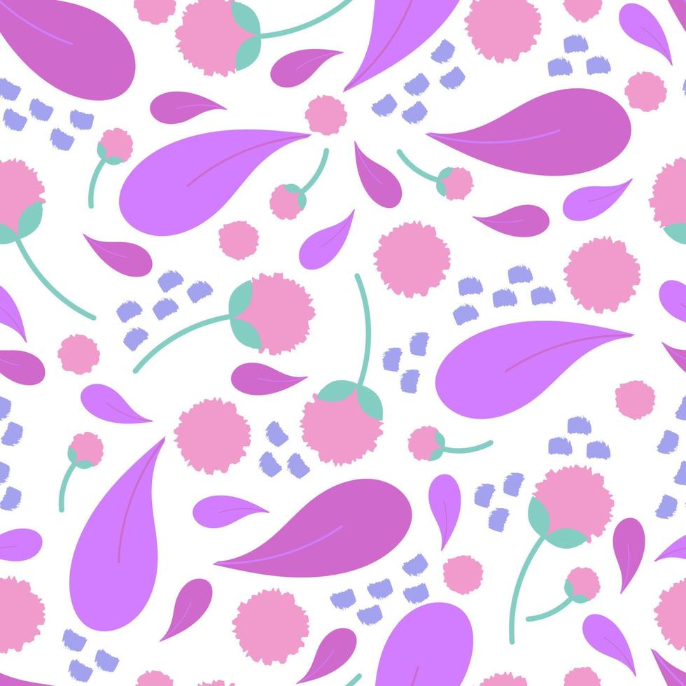 Hand drawn pink and purple spring floral seamless pattern background vector