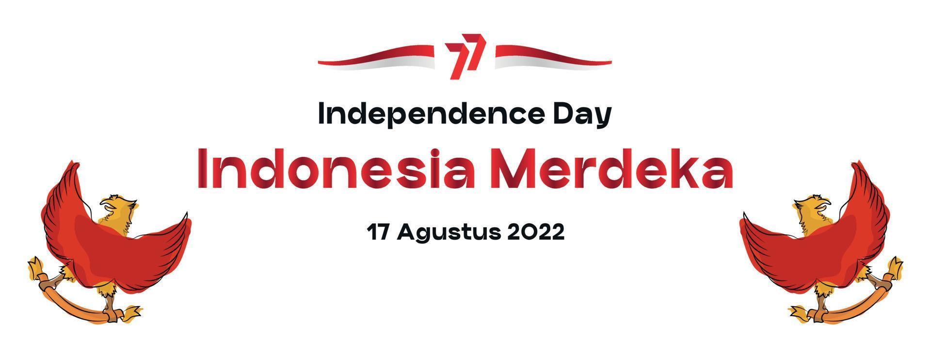 Creative banner spirit people illustration of indonesian 77th  independence day. Suitable for content social media vector