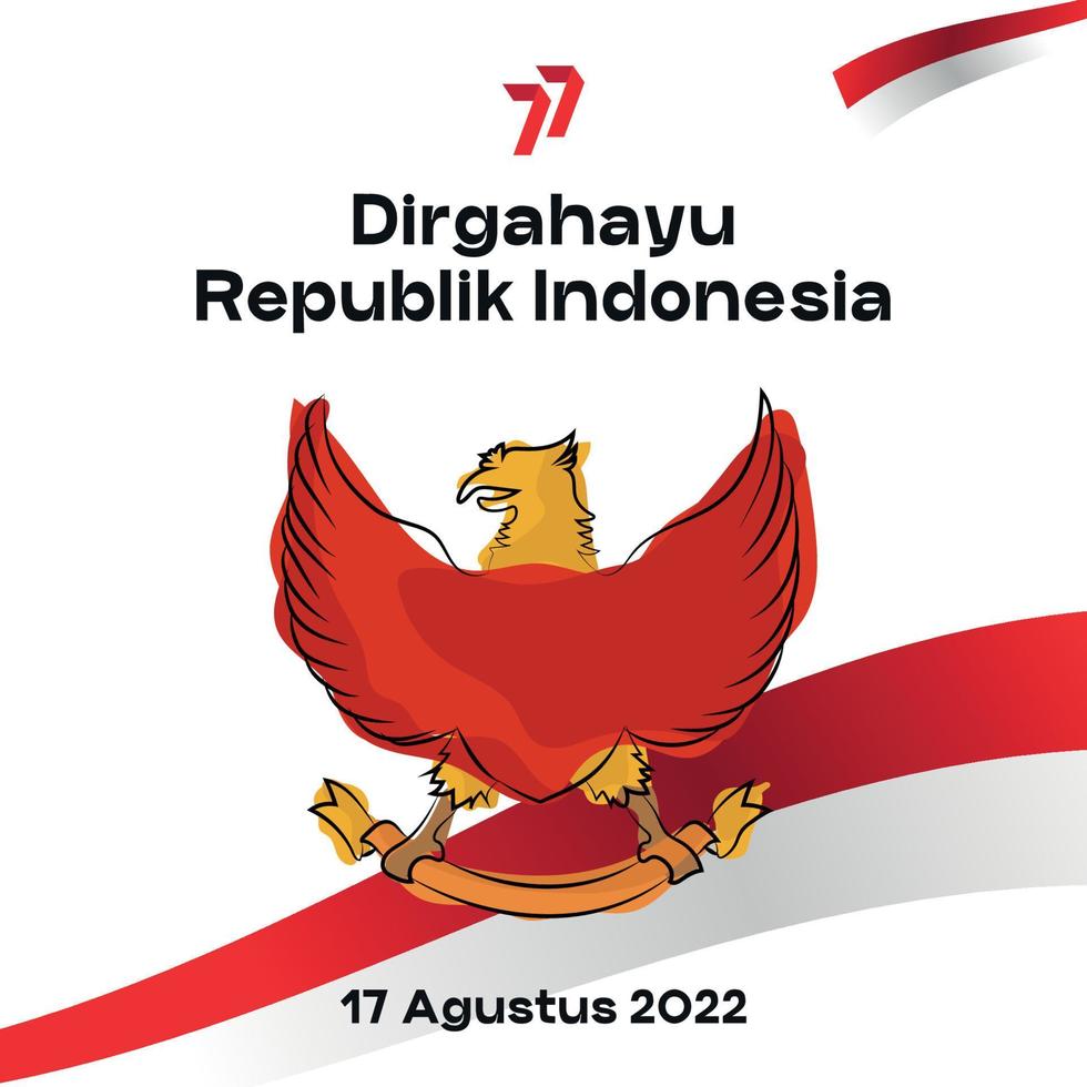 ilustración de águila dibujada a mano del 77º día de la independencia de indonesia. adecuado para contenido de redes sociales vector