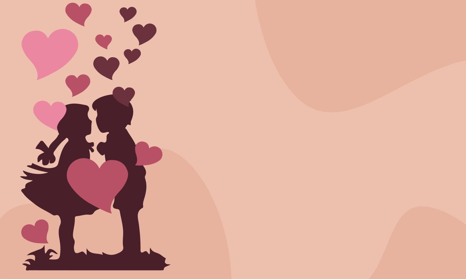 fondo romántico con niños vector