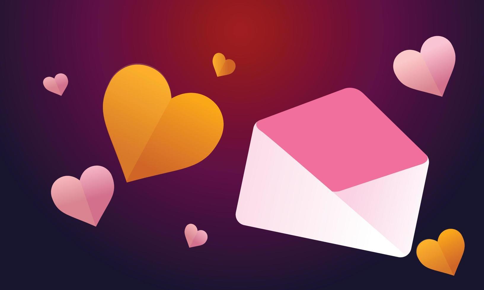 Romantic love letter design background vector