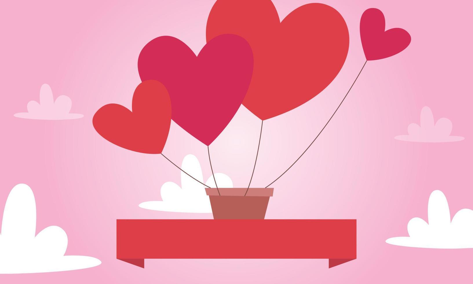 Paper cut balloon with valentine day background vector