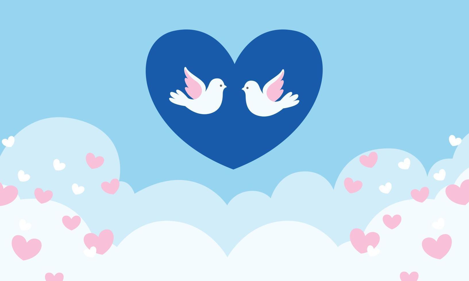fondo romántico con pájaros del amor vector