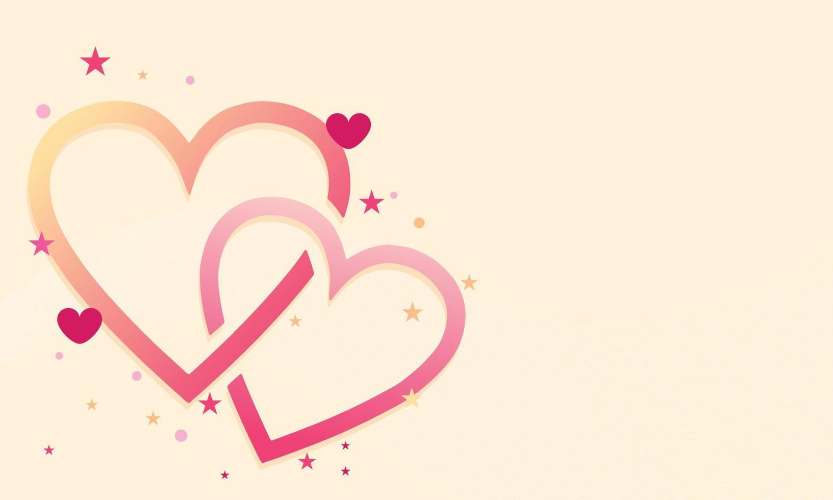 Two valentines day hearts on shiny background vector