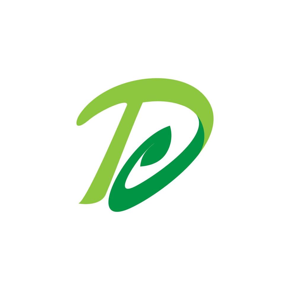 letter d loop leaf gradient simple logo vector