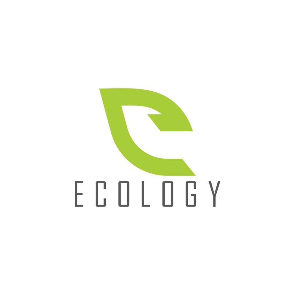 abstract letter e geometric leaf ecology symbol logo vector