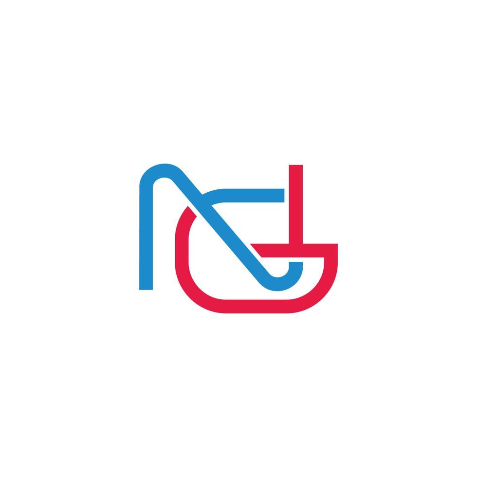 letter ng simple geometric colorful line logo vector