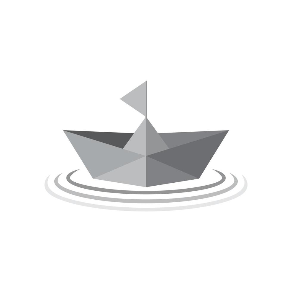 paper ship boat gradient 3d symbol logo vector