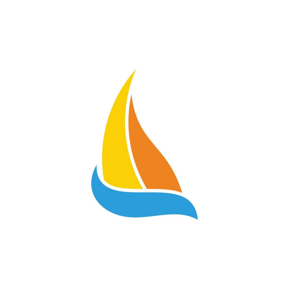 barco de vela azul olas movimiento diseño símbolo logotipo vector