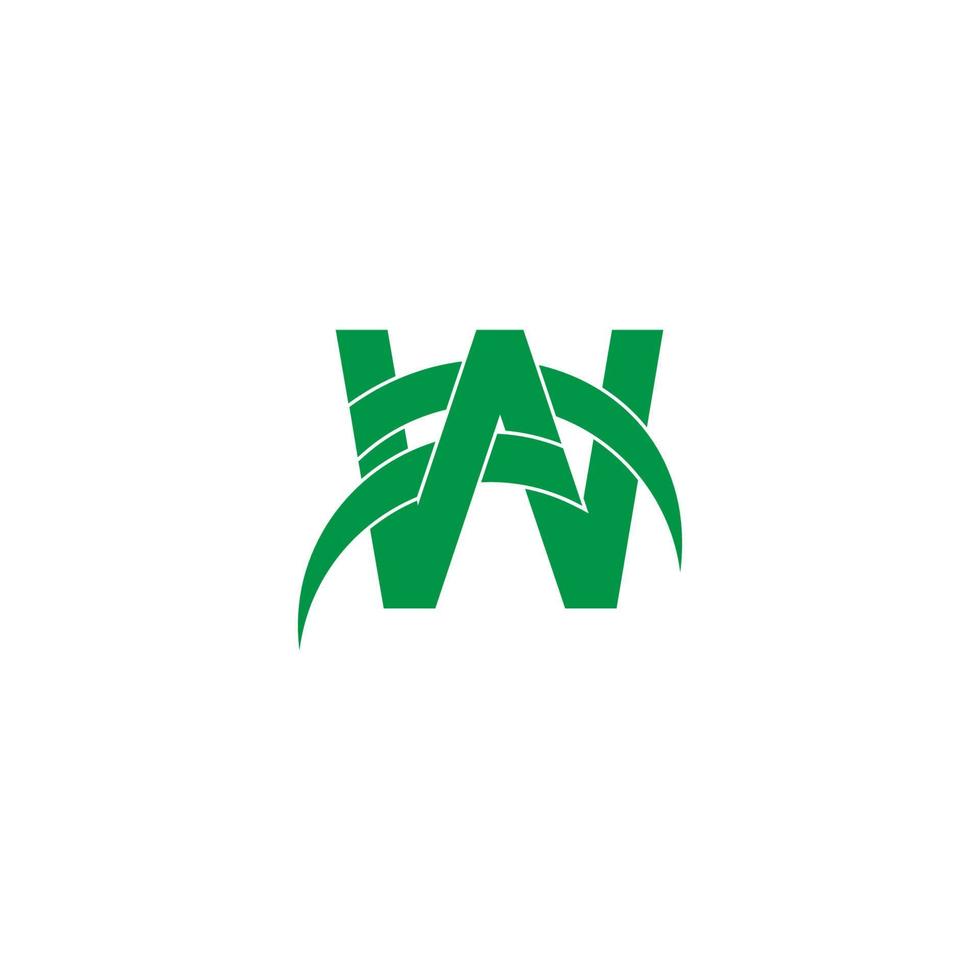 letter w leaf grass green simple abstract logo vector