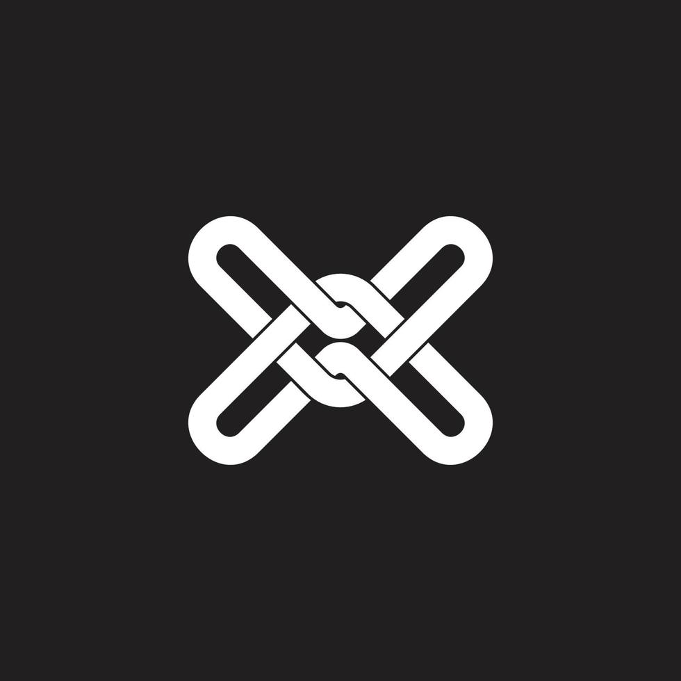 letter x linked overlap wires logo vector