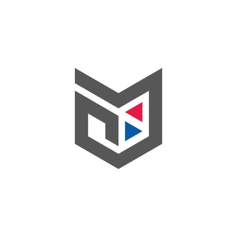 vector de logotipo de diseño de flechas de triángulos abstractos de letra nm