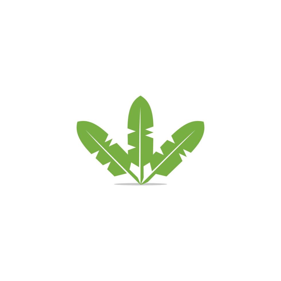 three tropical green leaves symbol logo vector