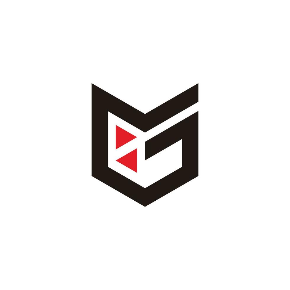 letra abstracta mg triángulo geométrico simple mosaico flechas vector logo