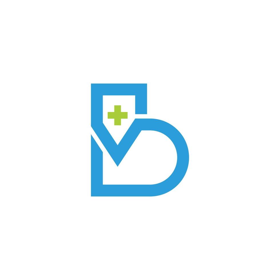 letter b plus medical heart pulse symbol logo vector