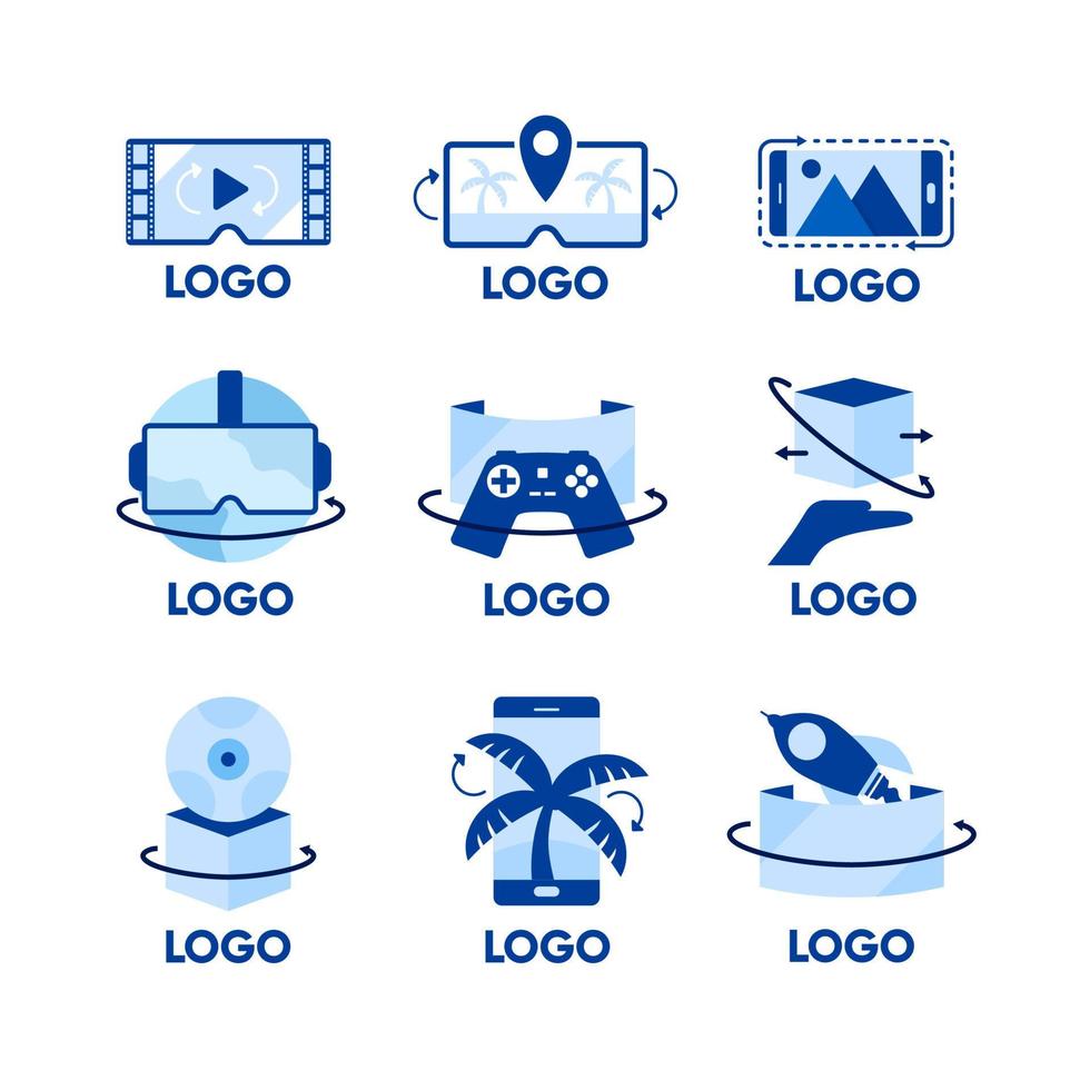 360 VR Technology Logo Collection Set vector