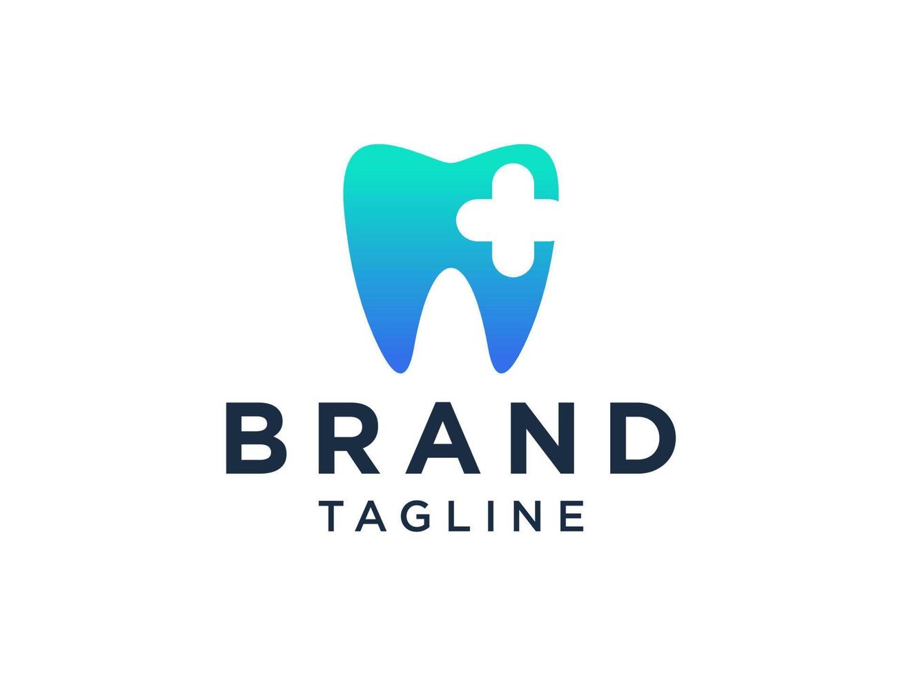 Dental Clinic Logo. Blue Shape Cross Sign with Negative Space Tooth Symbol inside. Usable for Dentist, Healthcare and Medical Logos. Flat Vector Logo Design Template Element