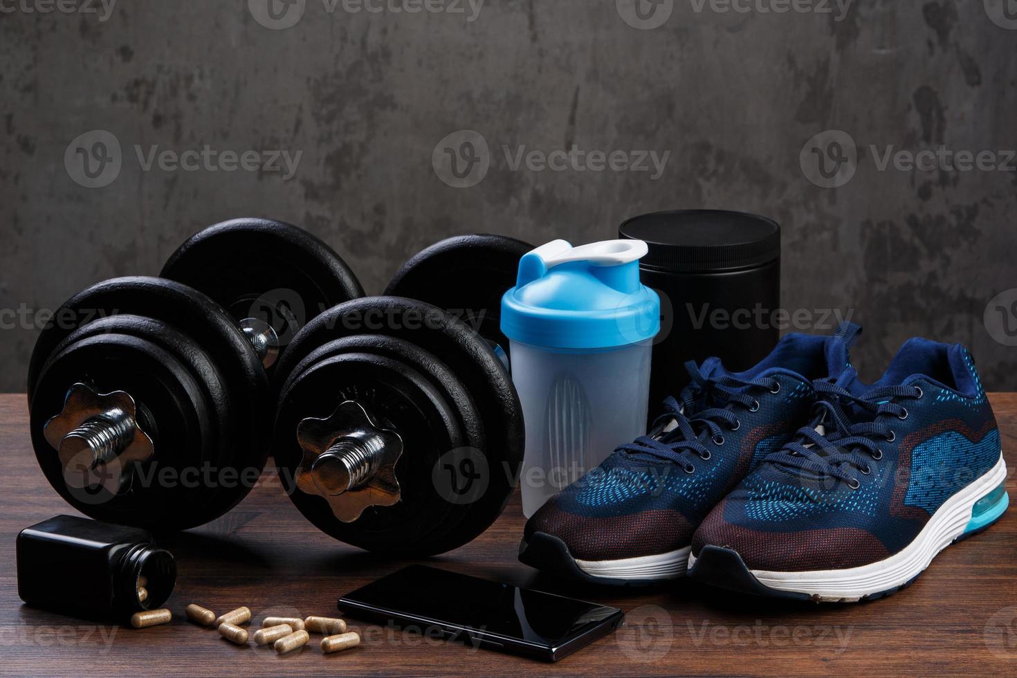 Different items for fitness photo