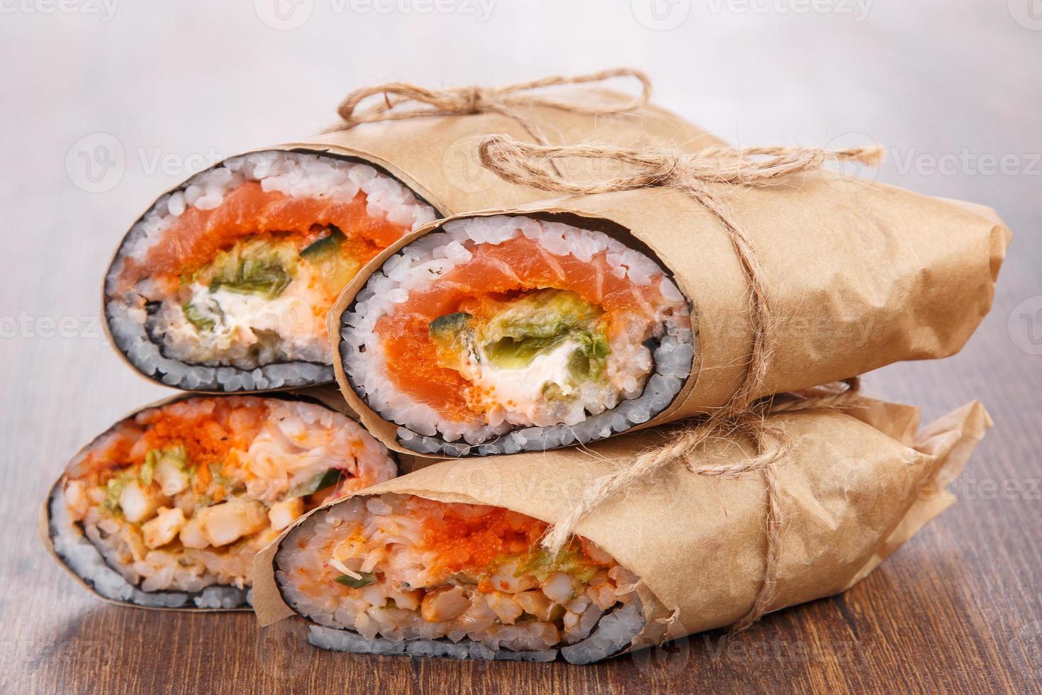 Sushi burrito - new trendy food concept photo