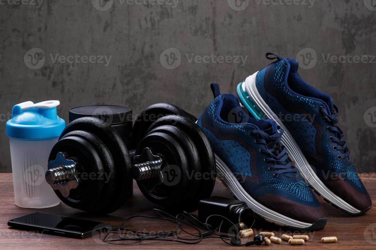 Different items for fitness photo