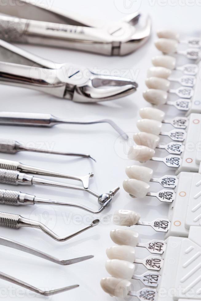 Dental tools and teeth samples photo