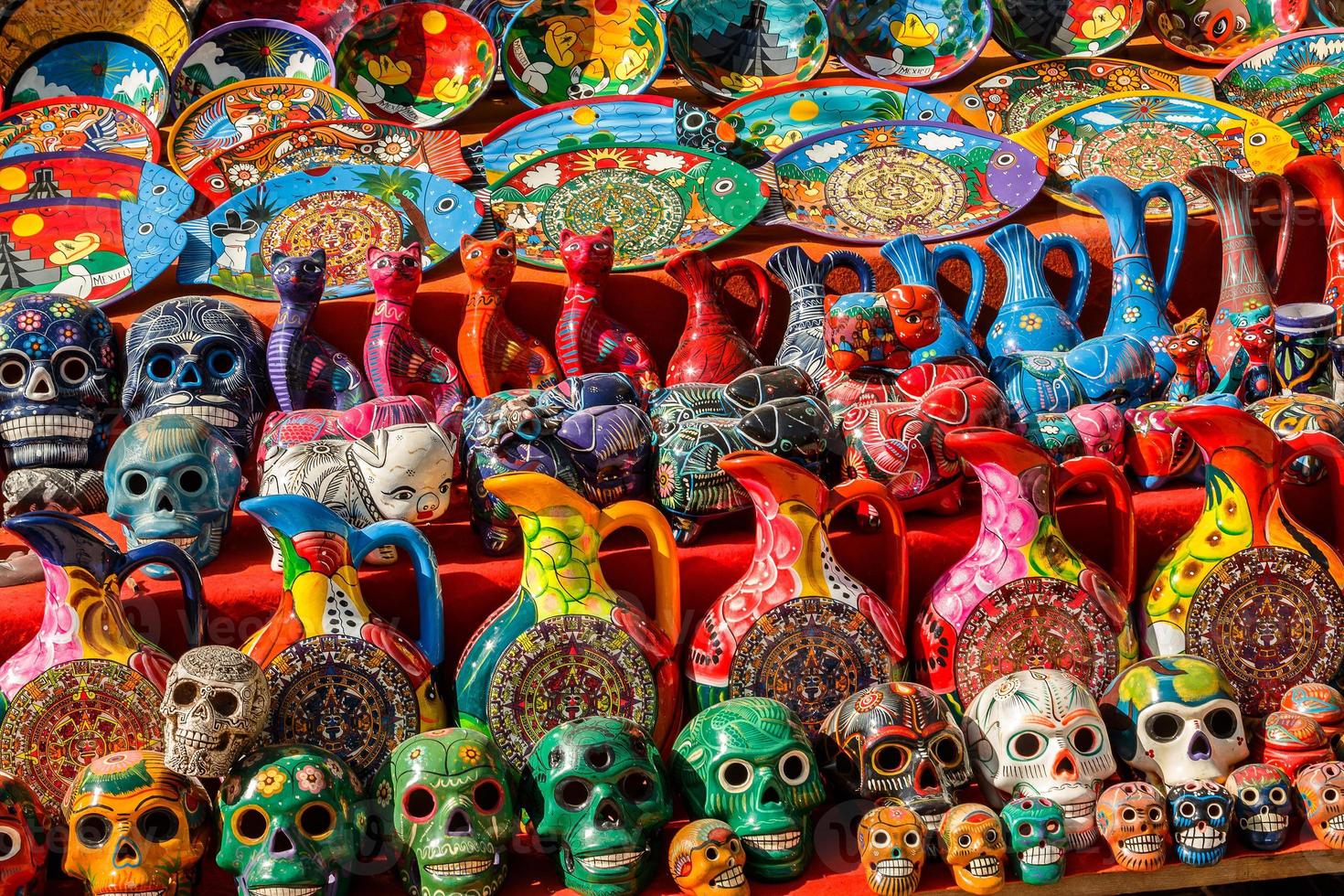 Ceramic souvenirs in the local Mexican market photo