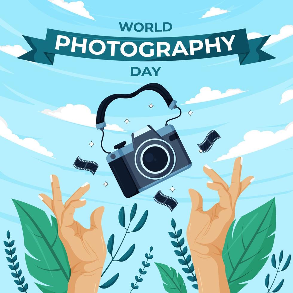 World Photography Day Concept vector