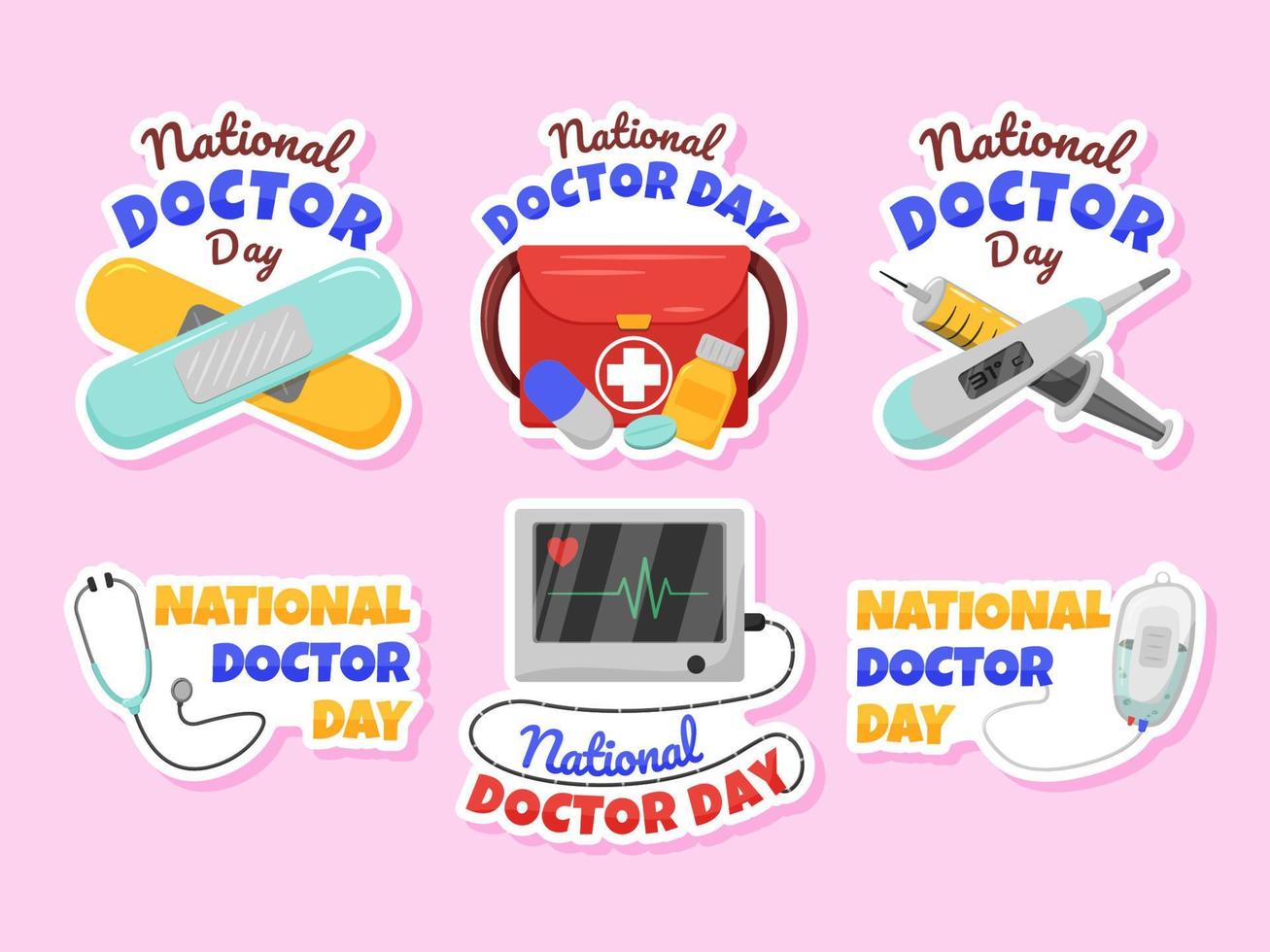 National Doctor Day Sticker vector