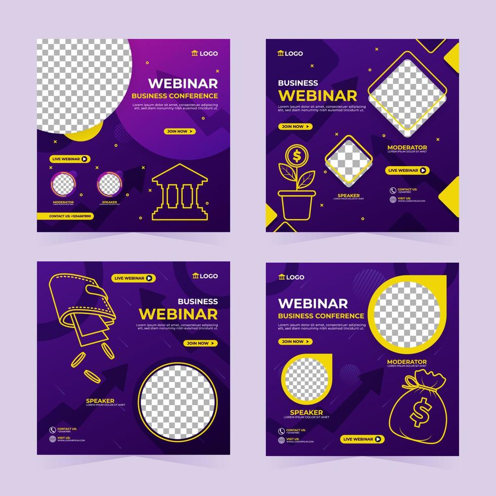 Business Webinar Social Media Posts vector