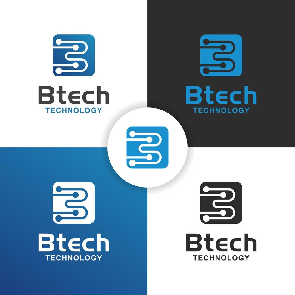 logotipo de chip de procesador de letra b para diseño de logotipo de empresa de tecnología de sistema vector